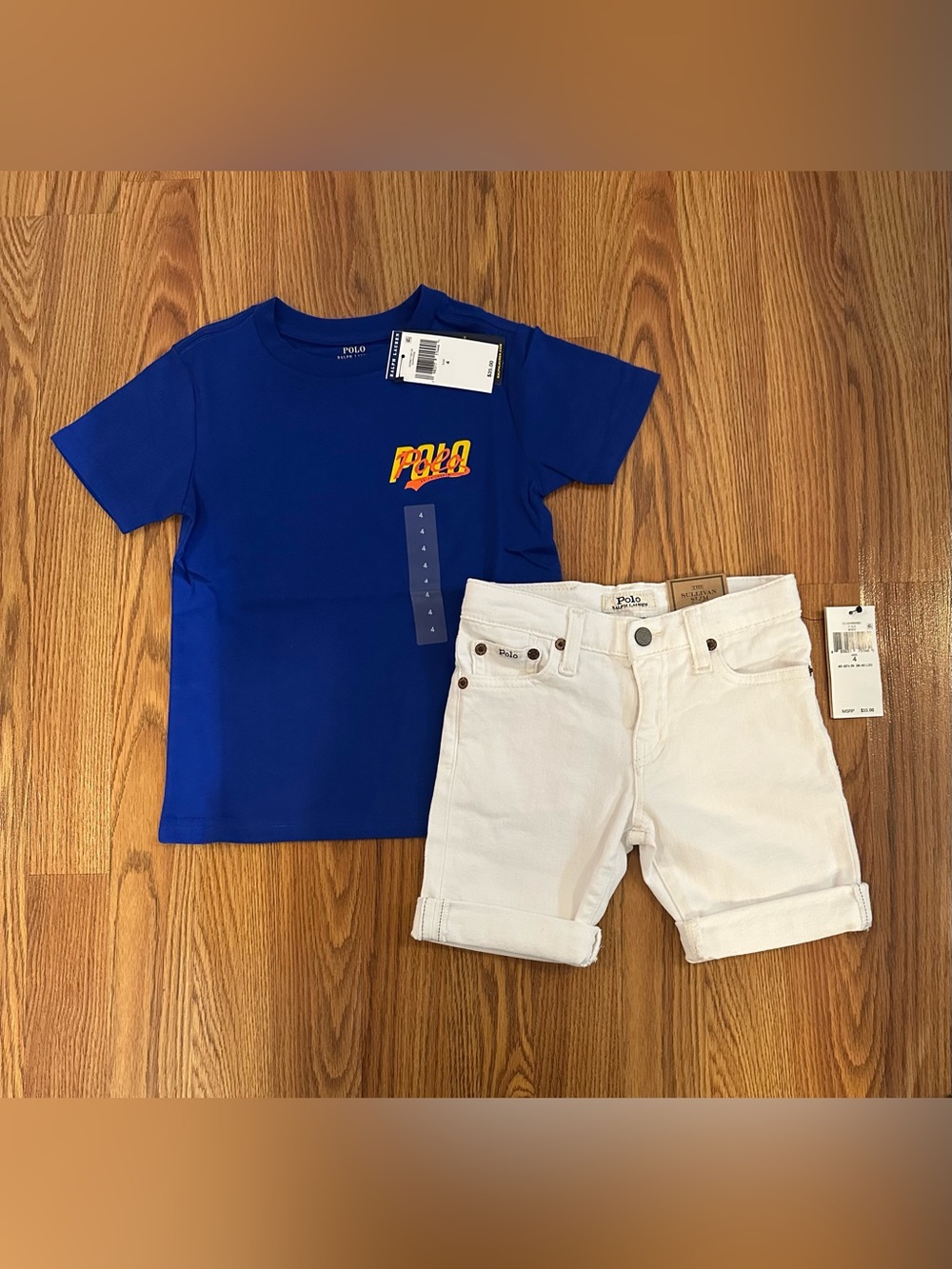 Polo Ralph Lauren Boy’s T- Shirt and White Jeans, Size 4
